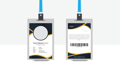 Creative business id card template with dark black and yellow colors