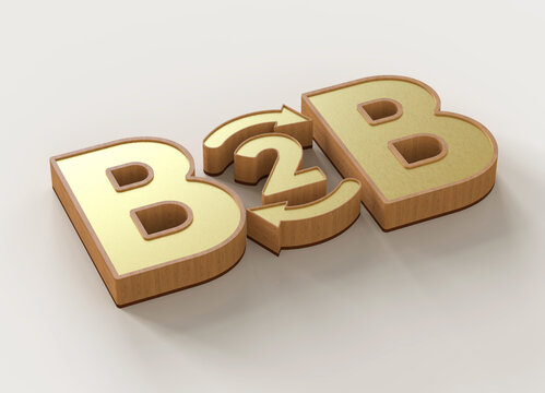 Concept of B2B or Business to business. 3D illustration