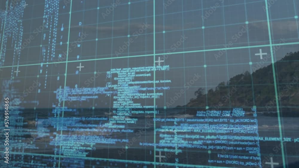 Poster Animation of data processing over landscape
