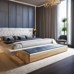 image3- A chic and modern master bedroom with a calming atmosphere3, Generative AI