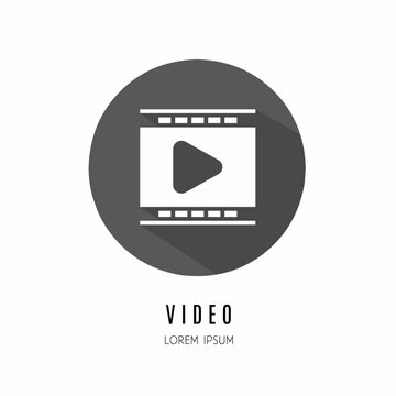 Video logo. Illustration of video in flat. Stock vector.
