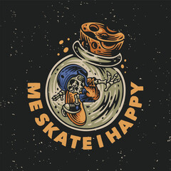 vector illustration i skate i'm happy for t shirt design