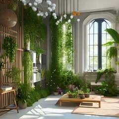 a bright and airy room with a lot of plants3, Generative AI