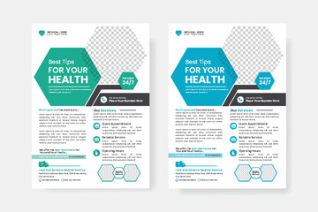 Healthcare and medical  flyer set design template for print idea