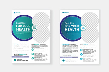 Corporate healthcare and medical  flyer set design template for print