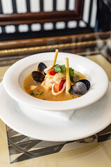 fish soup in the restaurant