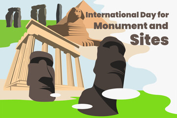 Illustration vector graphic of international day for monuments and sites