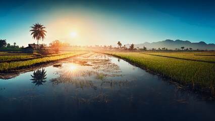 calm ricefield, AI Generated