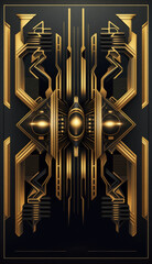 Cyberpunk poster retro futuristic Gold and Black Art Deco Design