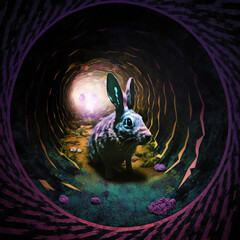 Rabbit Hole Psychedelic S4, Generative AI, Illustration