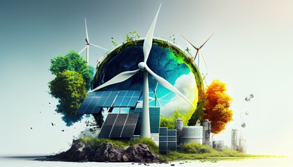 ESG green energy sustainable industry Environmental Social and Corporate Governance Earth Day the importance of loving nature - obrazy, fototapety, plakaty