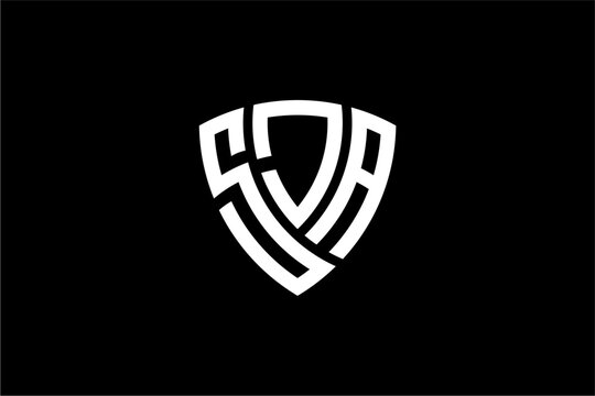 SJA creative letter shield logo design vector icon illustration