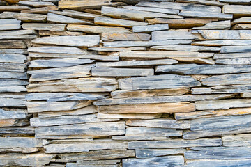 Pattern of greybrown and rough stone wall texture and background