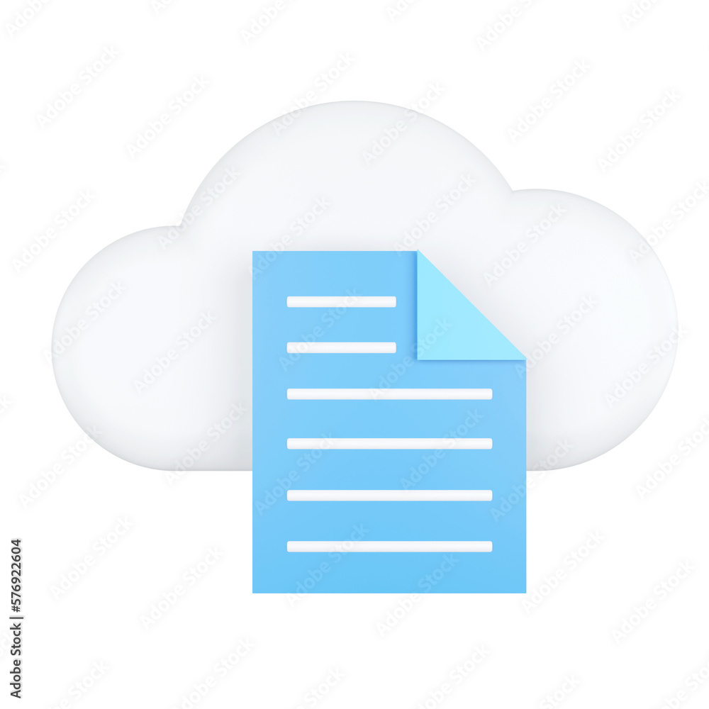 Aufkleber document. cloud computing concept. 3d rendering.