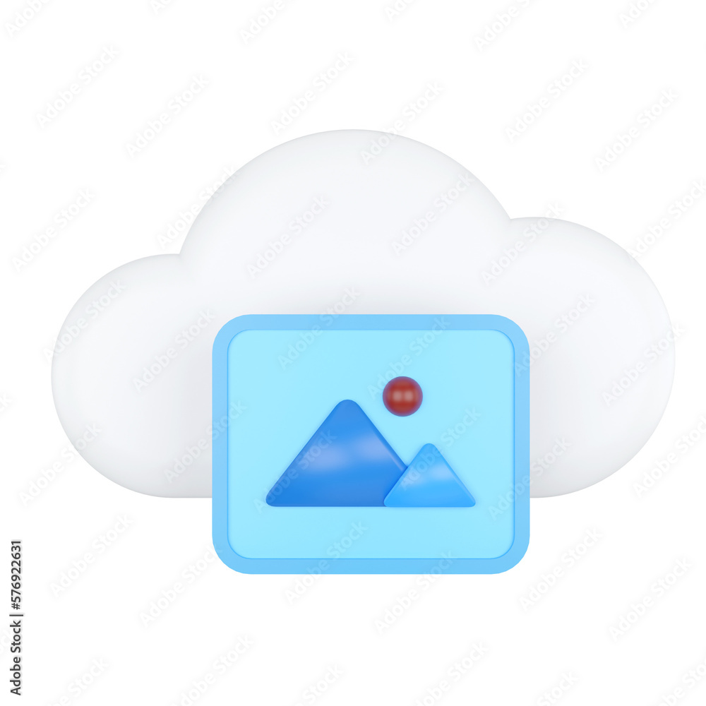 Aufkleber photo file. cloud computing concept. 3d rendering.