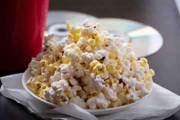 Close up of popcorn in serving plate