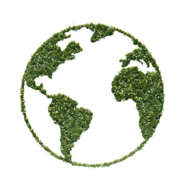 concept of green grass nature world Global Planet Earth icon isolated on white background. green grass eco world Global Planet Earth icon. 3d render illustration. nature world Global Planet Earth icon