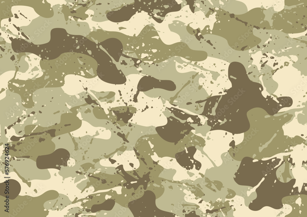 Sticker Grunge camouflage texture seamless pattern. Abstract modern endless military camo background for fabric and fashion textile print. Vector illustration.