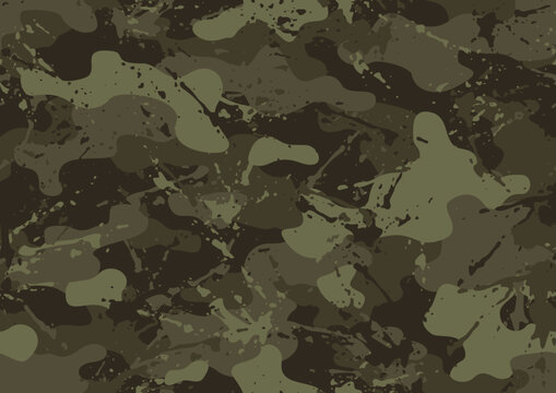 Grunge camouflage texture seamless pattern. Abstract modern endless military camo background for fabric and fashion textile print. Vector illustration.