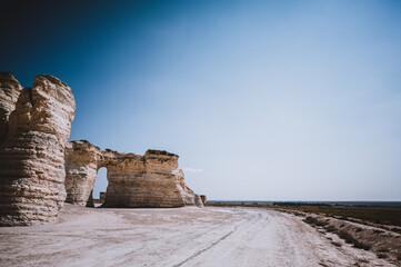 Monument Rocks in Grove County, Kansas. The chalk rock formation is a listed National Natural...