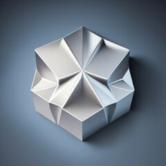 shining silver pentagon with a star-shaped pattern. podium, empty showcase for packaging product presentation. AI generation.