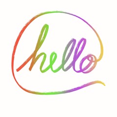 Line drawing the word hello on a beautiful multicolored background.