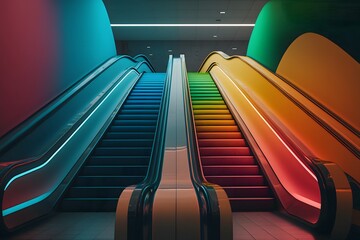 colorful escalator created using AI Generative Technology