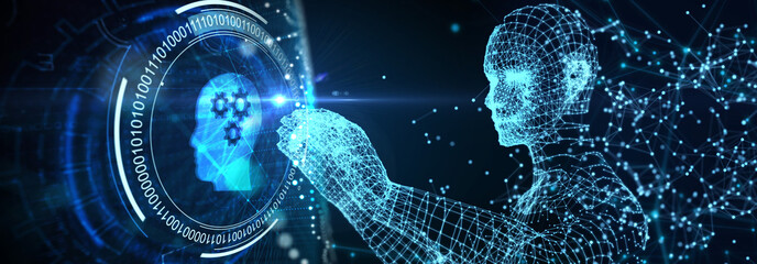 Machine learning artificial intelligence AI concept. 3d illustration