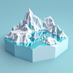 Naklejka premium ice and snow covered mountain, isometric low poly view AI generation.
