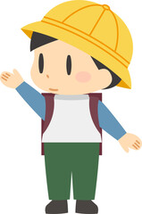 手を挙げる小学校低学年の男の子2（輪郭線なし）