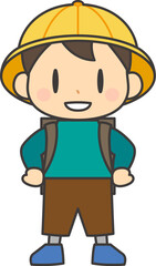 胸を張る小学校低学年の男の子1（輪郭線あり）