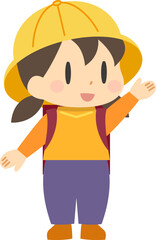 手を挙げる小学校低学年の女の子2（輪郭線なし）