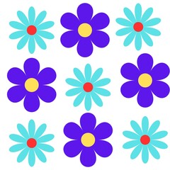 Fototapeta na wymiar Blue flowers on a white background. flower illustration for your design.