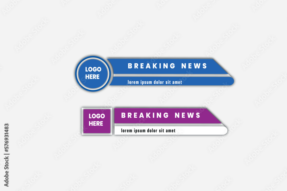 Wall mural modern geometric lower third banner template design. colorful lower thirds set template vector. clea