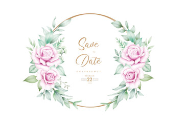 wedding invitation card with floral rose watercolor