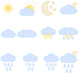 Weather icons set sun, cloud, moon,..