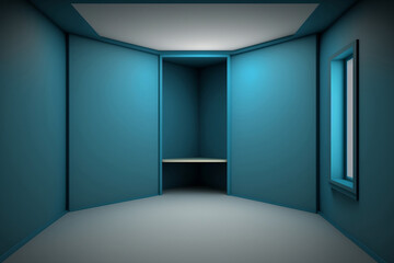 Designing a Minimalist Room with a Blue Wall. Generative AI