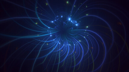 3D rendering abstract blue fractal light background