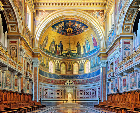 The papal cathedra, the presence of which renders the Archbasilica St.John Lateran, San Giovanni in Laterano, the cathedral of Rome, is located in its apse.