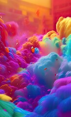 Obraz na płótnie Canvas Colorful smoke, color splash background. Ai generated art.