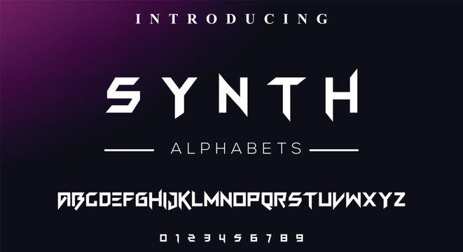SYNTH Futuristic abstract modern techno font, ancient sci fi bold display letter set, geometric clean panther typeface
