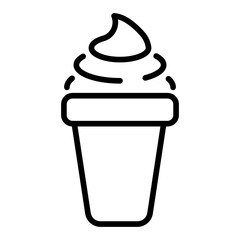 Icon of ice cream in waffle coneSweets, frozen juice, sugar, ice cream truck, icing, dairy products. Food concept. Vector line icon on isolated white background