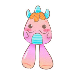 cute watercolor colorful monster for kids Child monster character