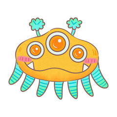cute watercolor colorful monster for kids Child monster character