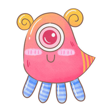 cute watercolor colorful monster for kids Child monster character