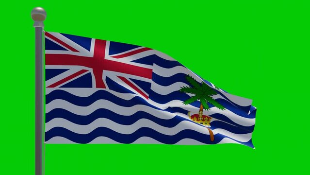 Flag in the wind with green screen background. Flag of The Commissioner of The British Indian Ocean Territory
