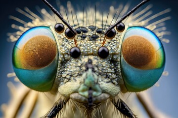 Macro photography of a damselfly insect at close range. Generative AI