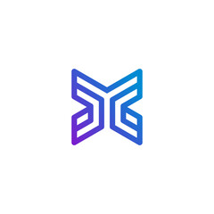 Colorful gradient X letter initial logo template vector, modern app, tech branding design
