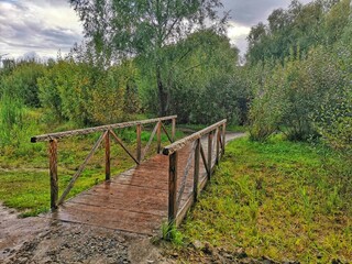 wooden bridge in the mountains