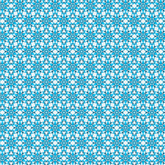 Winter, Ney Year, Christmas geometric mosaic pattern of blue snowflakes on a white background